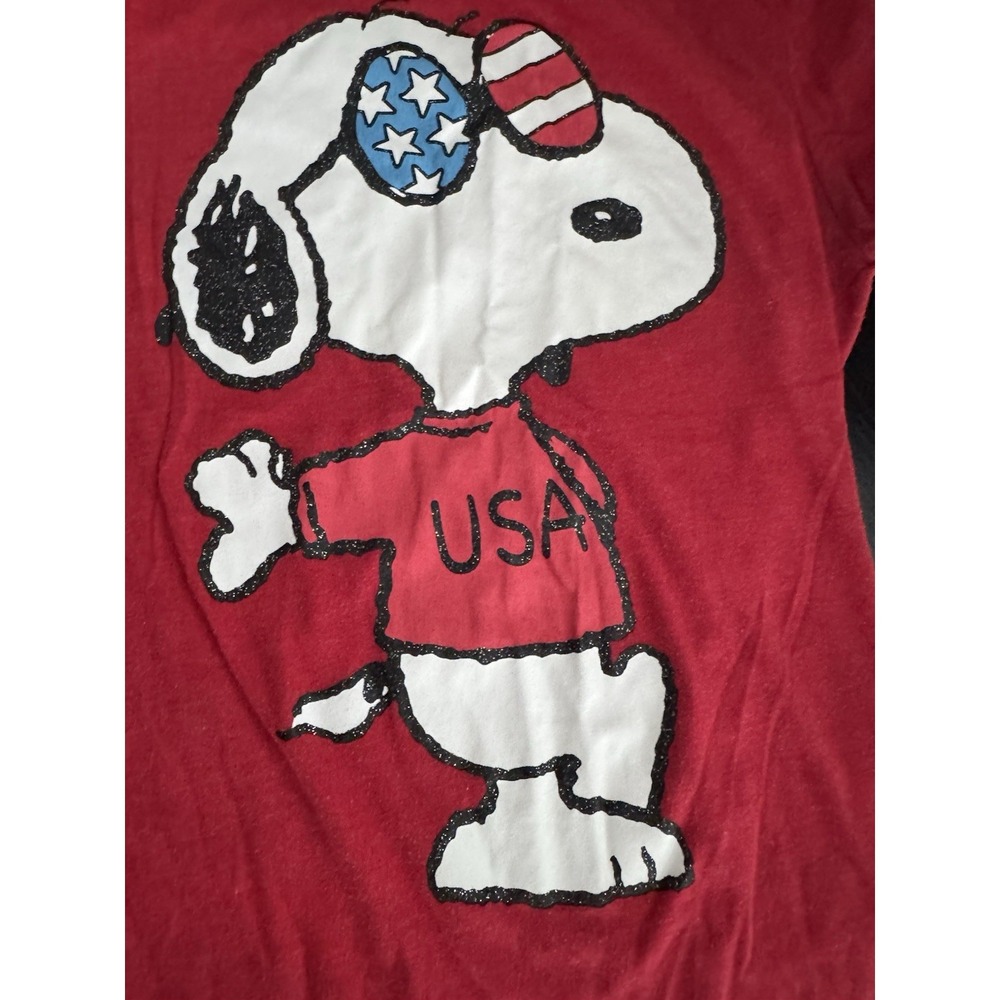 Snoopy Peanuts USA T-Shirt Officially Licensed women's Medium Kids XL RED COTTON